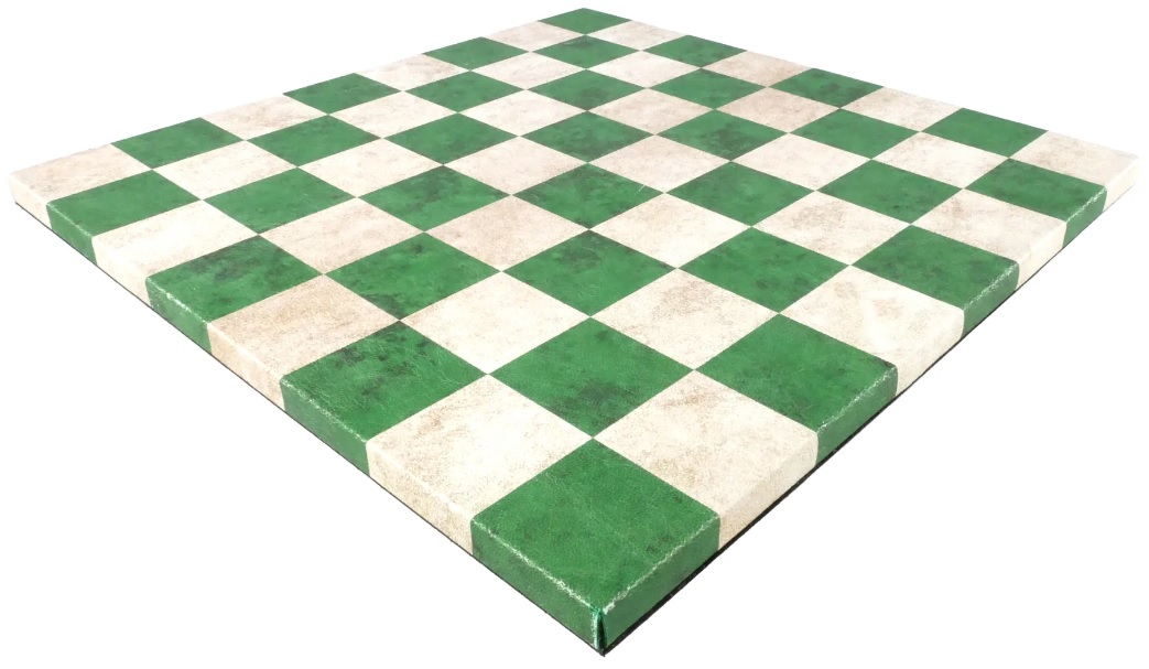 Worldwise Imports: Emerald & Cream Leatherette Chessboard 14.5